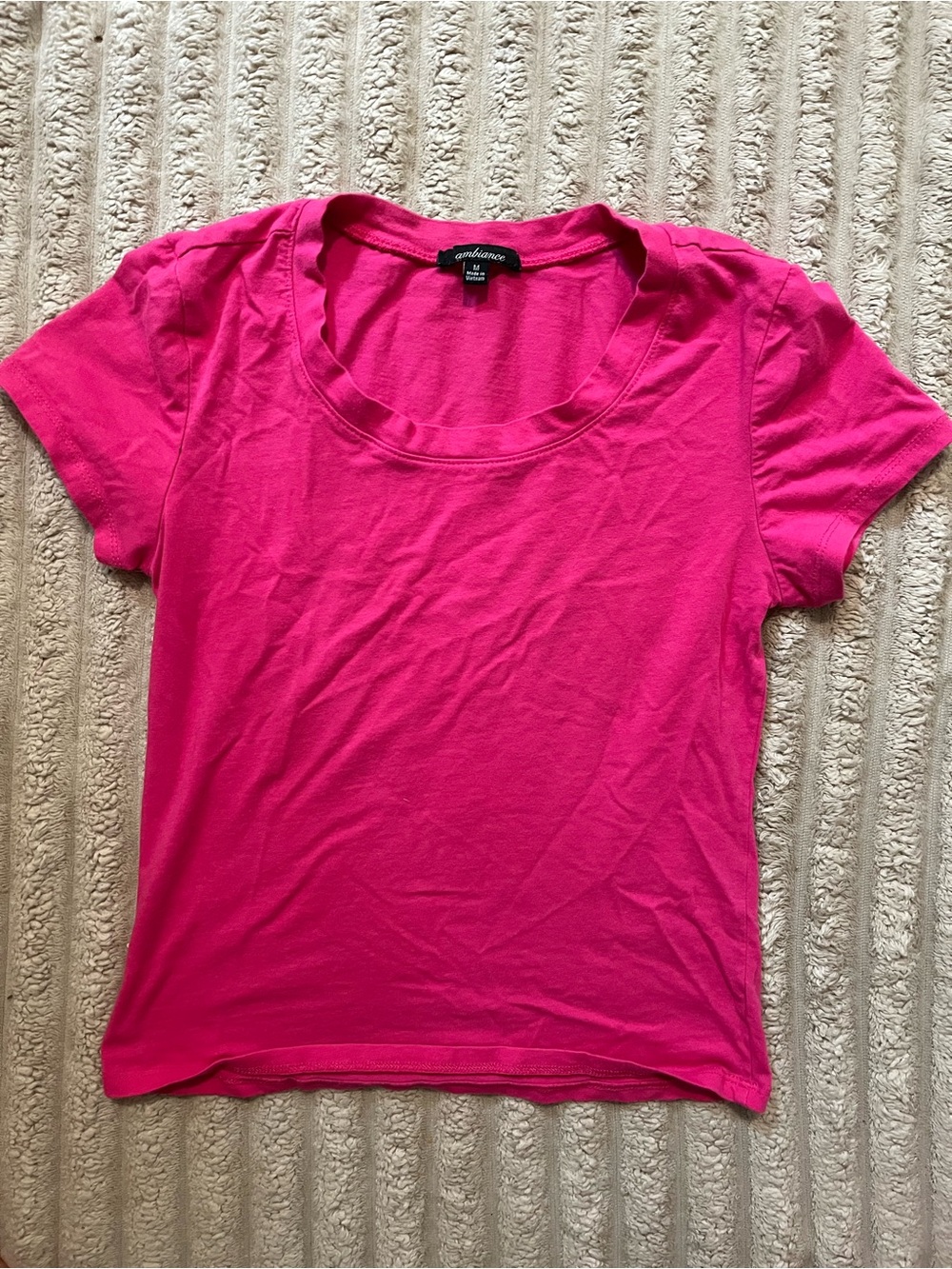 Ambiance Bright Pink Scoop Neck Short Sleeve Tee